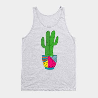 Cute Cactus Design #178: Saguaro Cacti In Funky Pot Tank Top